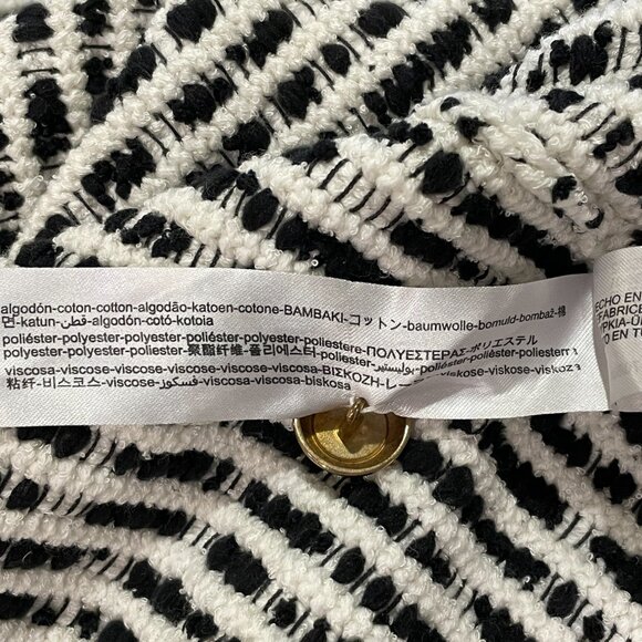ZARA (NWT) Oversize Double Breast Long Sleeve Cardigan Sweater Jacket, BLK/WHT-M - Picture 11 of 12